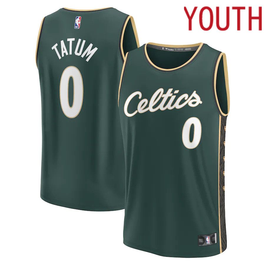 Youth Boston Celtics #0 Jayson Tatum Fanatics Branded Kelly Green City Edition 2022-23 Fastbreak NBA Jersey